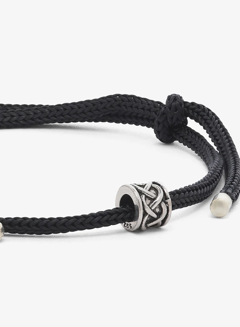 Seventy Five  Leather Bracelet with Silver Tone Accents for Men | Best Price UAE
